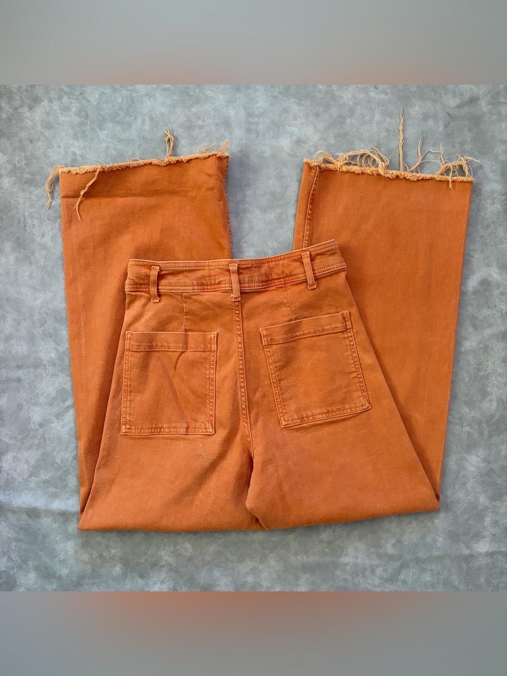 Zara burnt orange high rise wide leg flare jeans - Picture 8 of 14